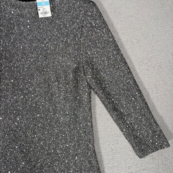 J McLaughlin Henrika Dress Women's Size M Charcoal Sequin Sparkle Sheath Tweed - Picture 8 of 16